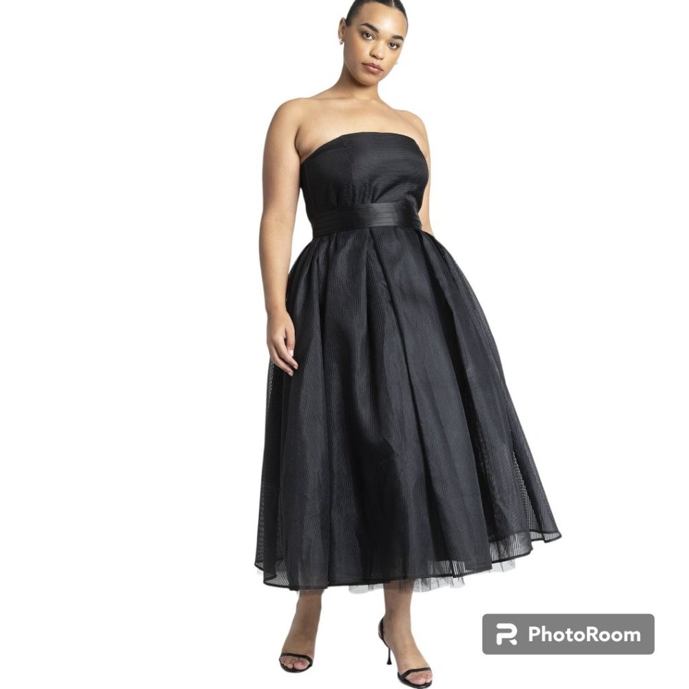 Eloquii Black Strapless Crinoline Prom Formal Ballgown Dress Size 24 Plus
